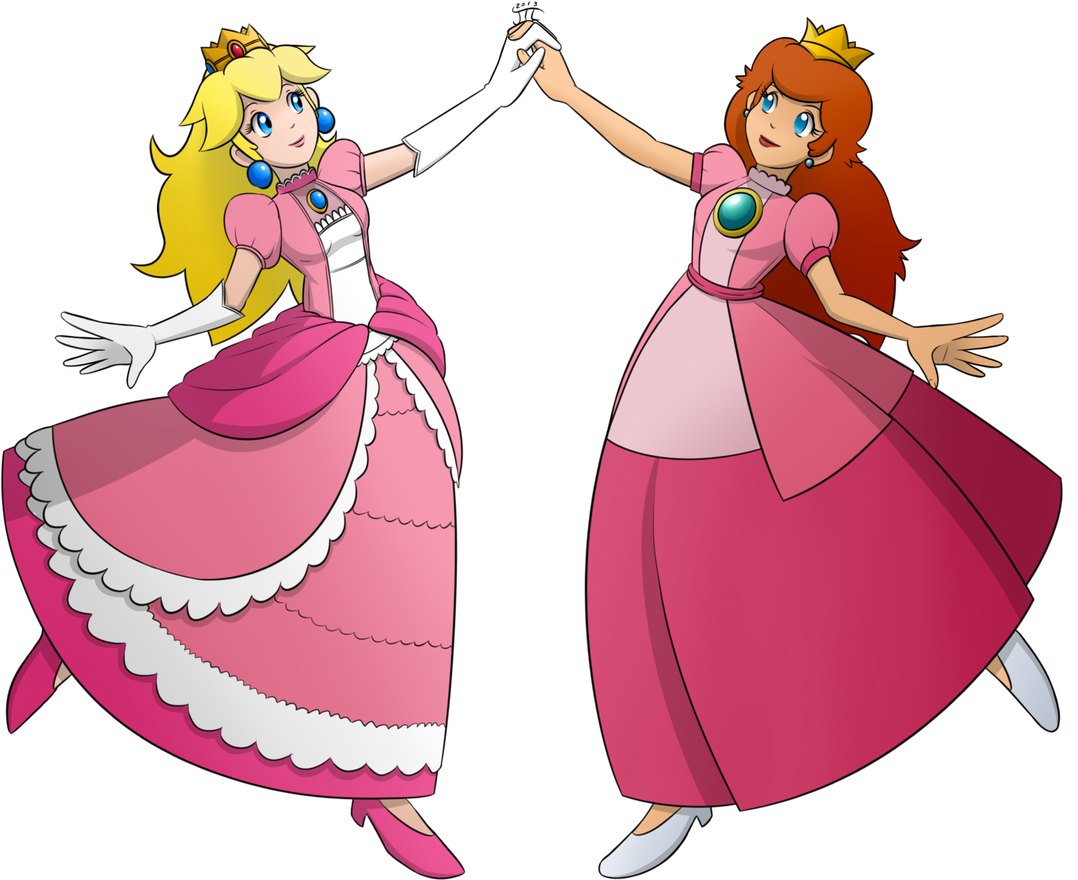 Princess Peach Toadstool Ver - Princess Peach And Toadstool (1600x1321)