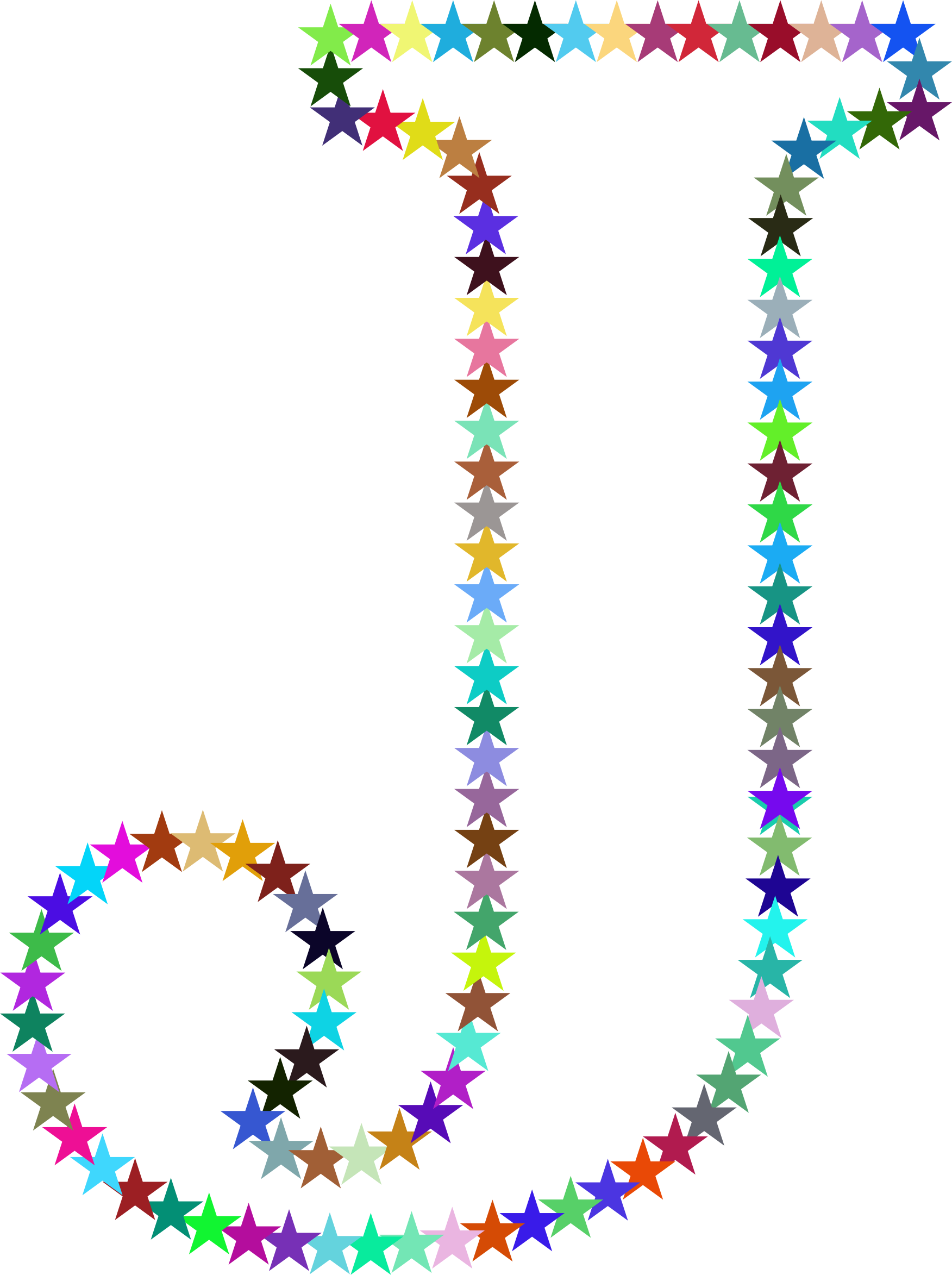 Stars - Regenbogen-stern-buchstabe J Rundes Kissen (1752x2346)