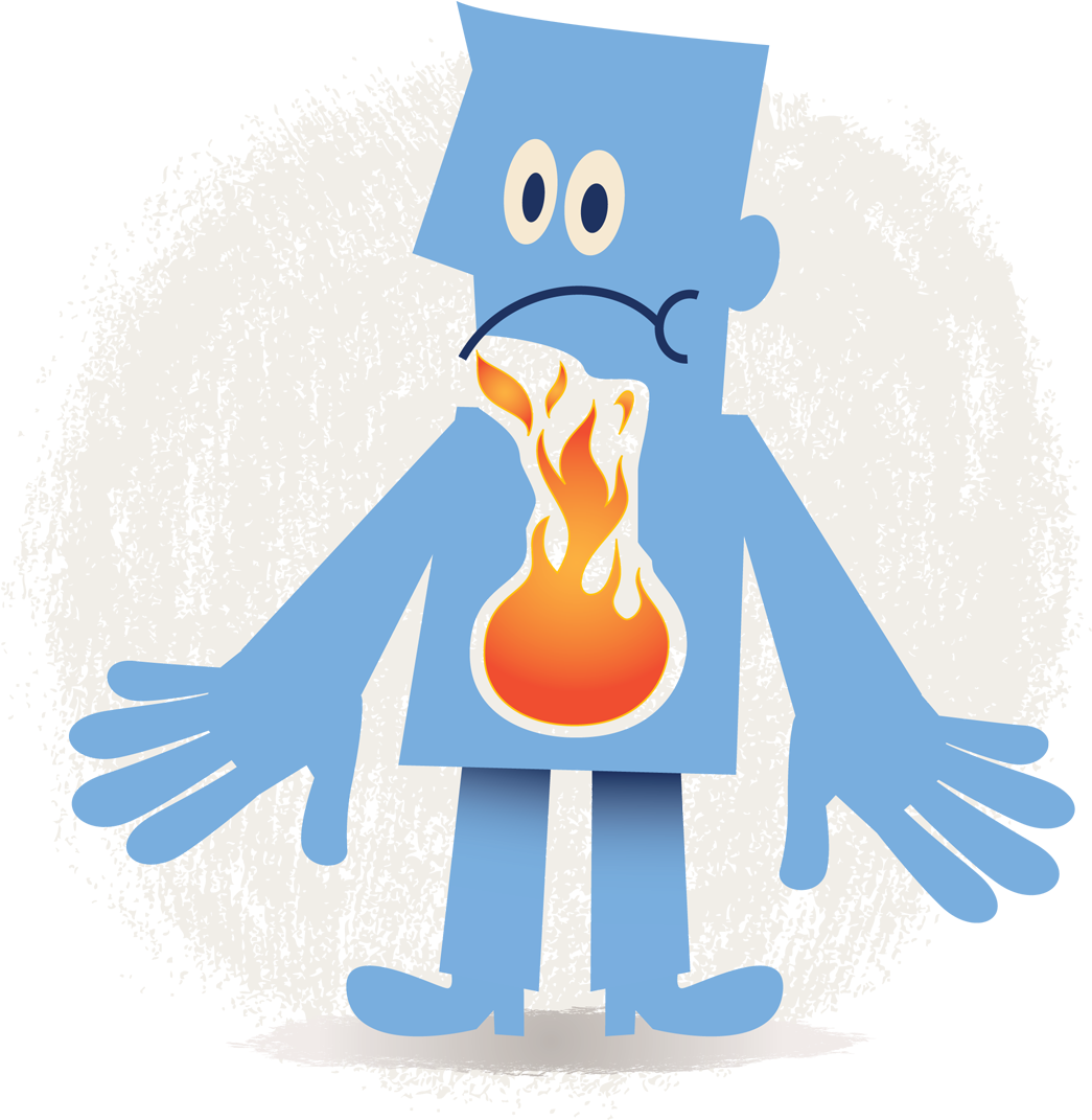 Heartburn And Regurgitation Are The Classic Symptoms - Cartoon (1056x1070)