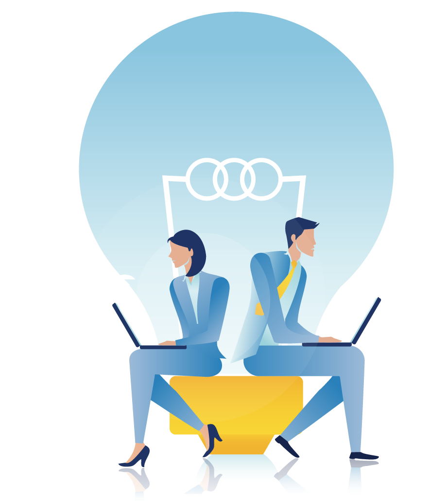 Cartoon Back To Back To Work People - Cartoon Bulb People Working (918x1032)