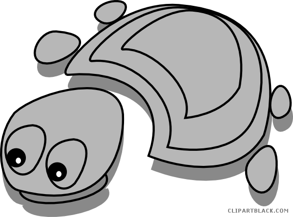 Funny Turtle Animal Free Black White Clipart Images - Tortoise Cartoon (600x446)