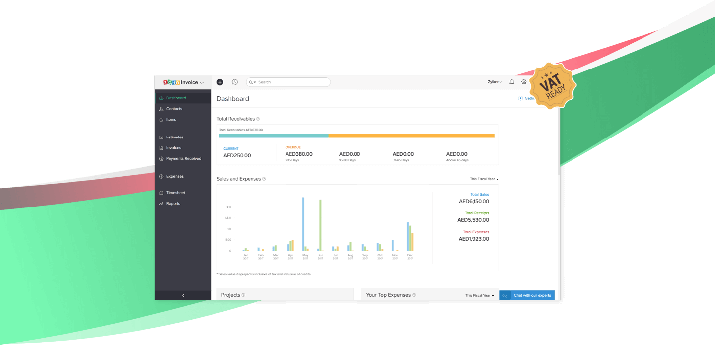 Invoicing Software Dashboard - Gst Accounting Software (1440x695)
