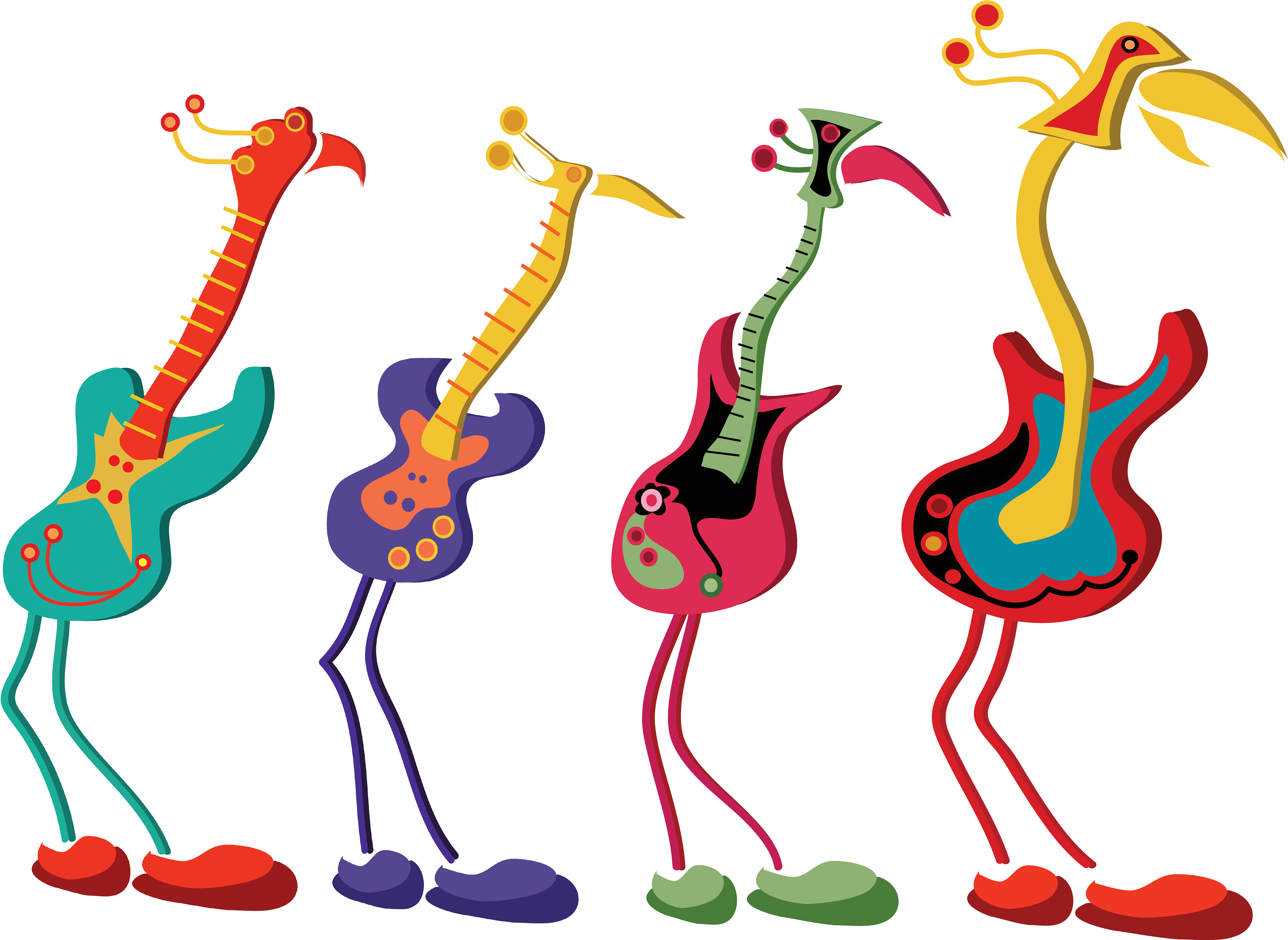 Guitar Birds - Cartoon (3840x2747)