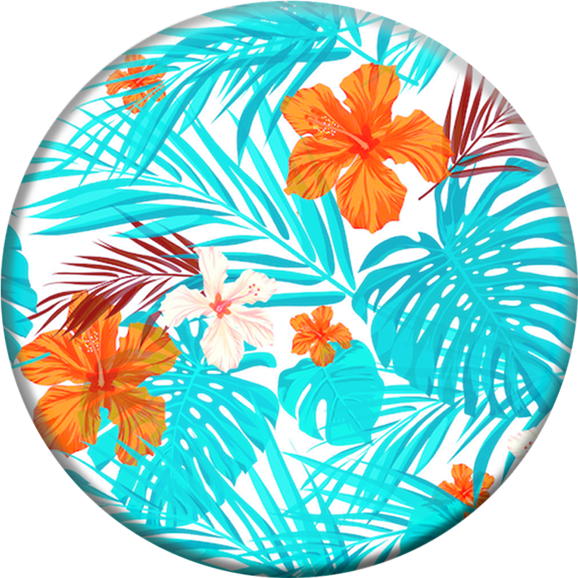 Tropical Hibiscus - Necklace Aloha Turquoise, Pendant With Cabochon 25mm (1000x1000)