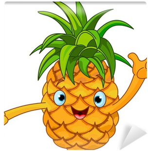 Cheerful Cartoon Pineapple Character Wall Mural • Pixers® - Cartoon Pineapple (400x400)