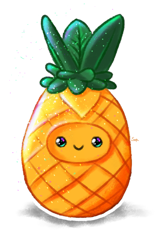 Cute Pineapple By Soph Art Lover - Pineapple Cute Png (600x766)