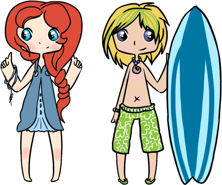 Hawaii Cartoon Surfer Girl Clip Art - Cartoon (1024x649)