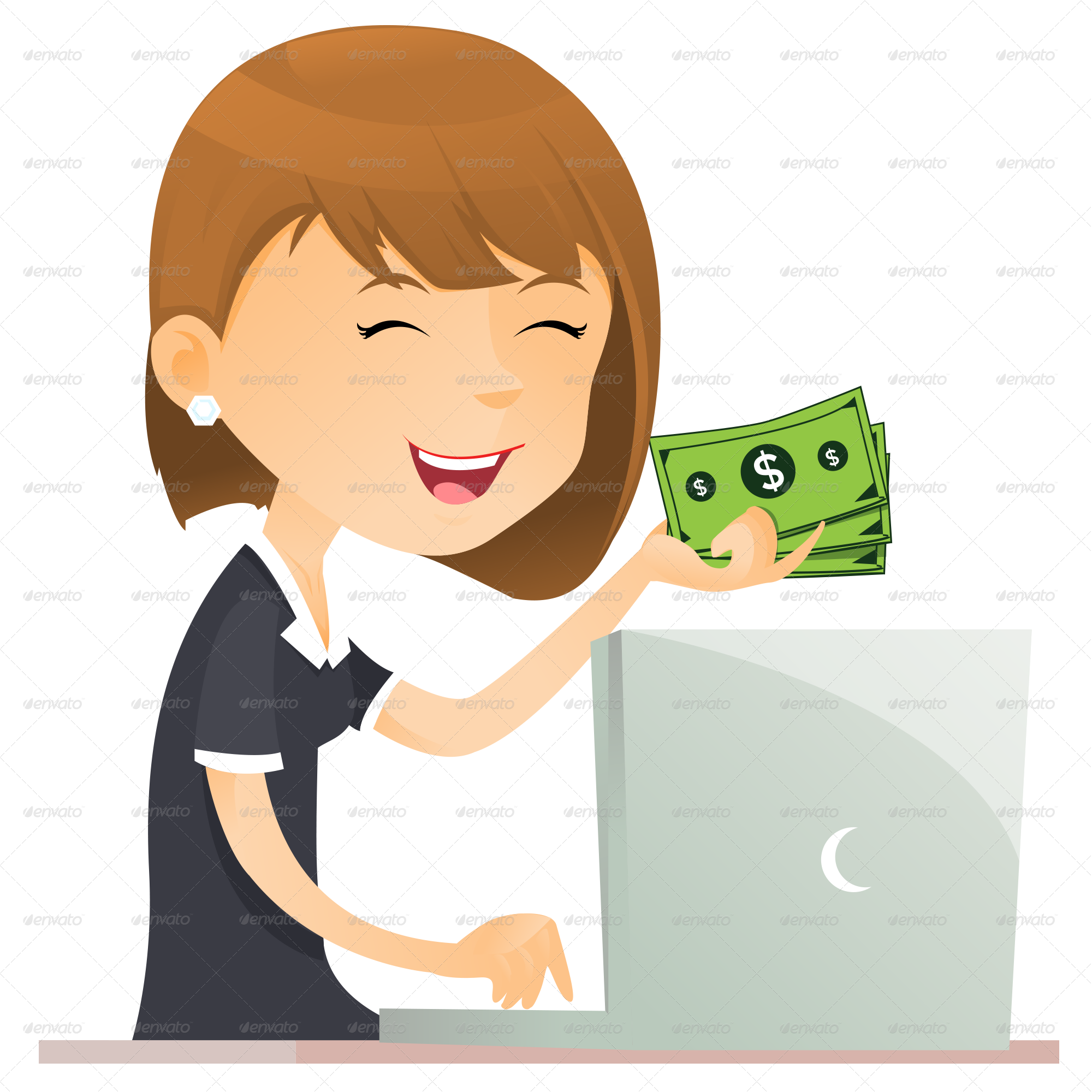 Business Woman And Computer Png Jpg File/brown Right - Cartoon (2000x2000)