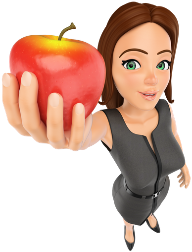 Business Woman With A Red Apple - Mascara De La Violencia (423x550)
