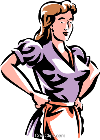 Woman With An Apron Royalty Free Vector Clip Art Illustration - Woman With An Apron Royalty Free Vector Clip Art Illustration (346x480)