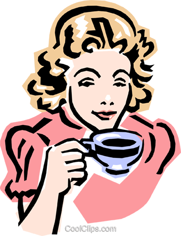 Old-fashioned Woman With Tea Royalty Free Vector Clip - Old-fashioned Woman With Tea Royalty Free Vector Clip (369x480)