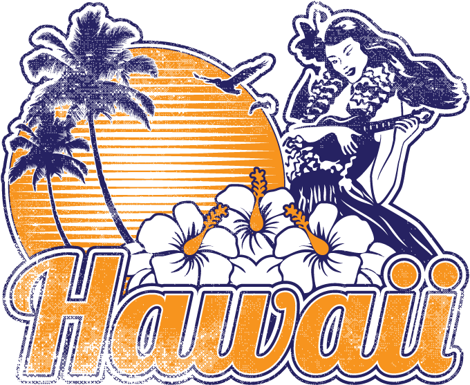 Hawaii Palm Trees Sunset Beaches Aloha Hula Girl Dancer - Hawaii Palm Trees Sunset Beaches Aloha Hula Girl Dancer (741x676)