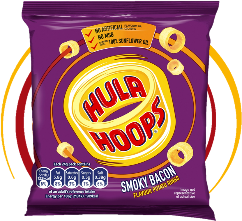 The Flavour Of Sizzling Smoky Bacon Flavour In Crunchy - Hula Hoops Potato Rings Original (839x774)