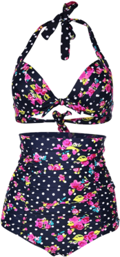 Cocoship Flora Polka Vintage High Waisted Bikini Swimsuits - Plus Size High Waisted Swimsuit Amazon (370x375)
