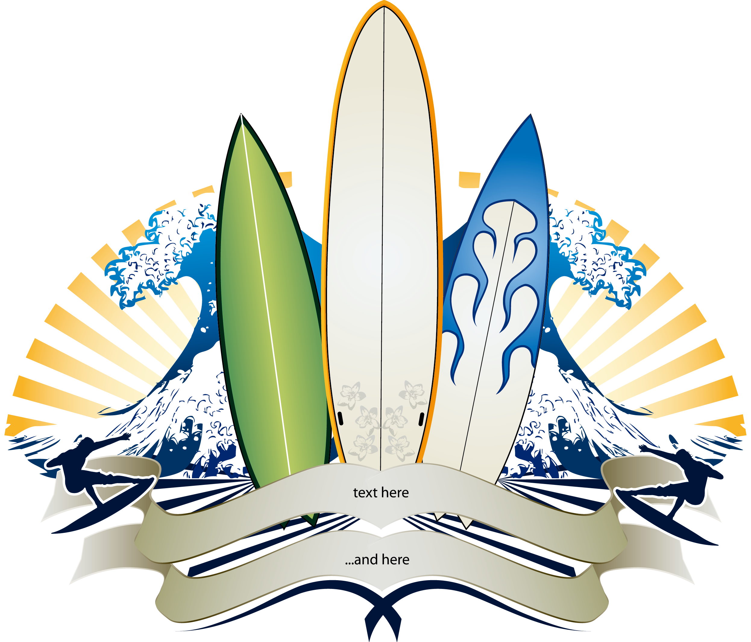 Big Wave Surfing Banner Surfboard - Surfboard1 Greeting Card (2492x2129)