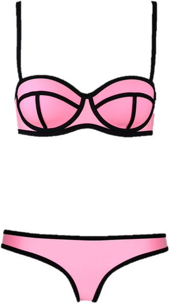 Tuesday's Top Ten Bikinis - Pink Bikini Black Outline (507x648)