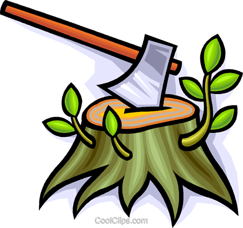 Axe With A Tree Stump Royalty Free Vector Clip Art - Put The Ax To The Root By Apostle Christine Gooden (607x571)