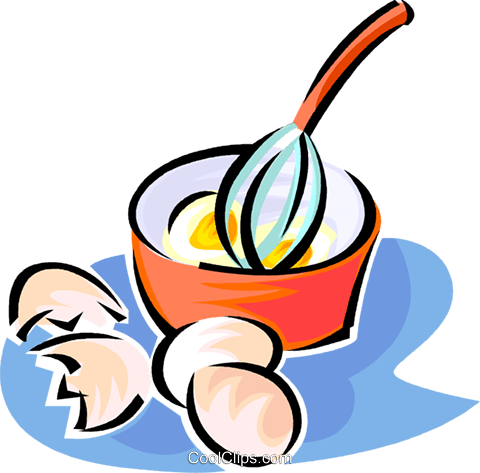 Whisk Beating Eggs In A Bowl Royalty Free Vector Clip - Whisk Eggs Clipart (480x473)