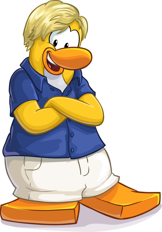 Blond Male Duck Cartoon Mascot - Teen Beach Club Penguin (537x768)