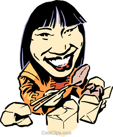 Cartoon Chinese Girl With Chopsticks Royalty Free Vector - Cartoon Chinese Girl With Chopsticks Royalty Free Vector (398x480)
