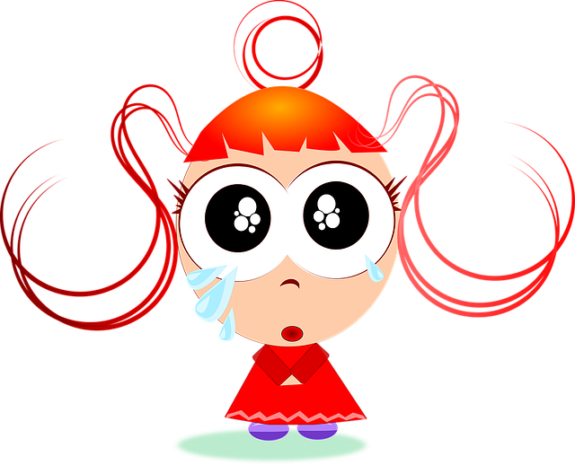 Girls, Sad, Cartoon, Cute, Female, Person, Sadness - Little Girl Crying Png (640x518)