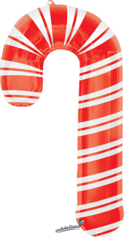 37" Jumbo Candy Cane Balloon - 37" Supershape Holiday Candy Cane Balloon - Mylar Balloons (251x480)