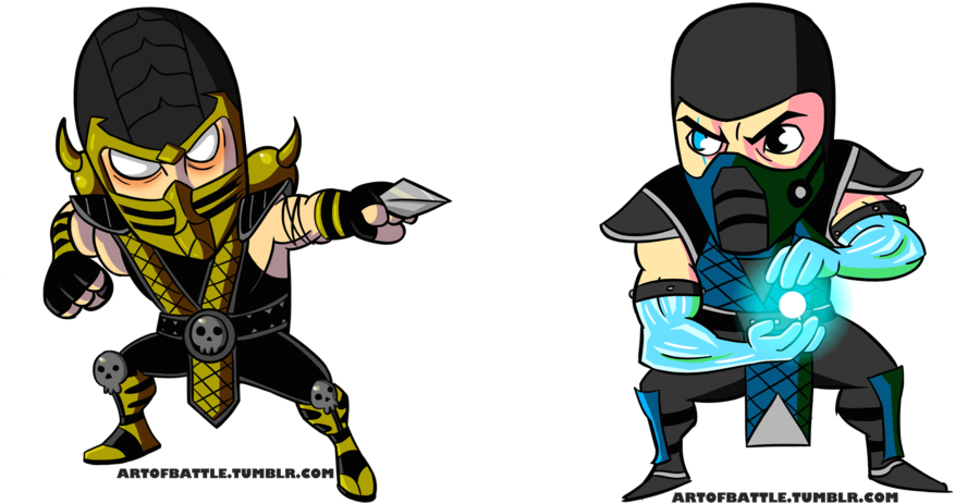 Scorpion And Sub Zero By Baronbattle - Scorpion Vs Sub Zero Png (1024x768)