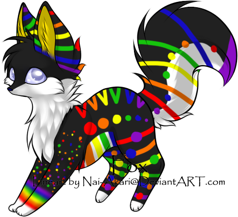 Rainbow Fox Adopt~ This Adopt Is Going For 20 Once - Rainbow Fox Clip Art (524x478)