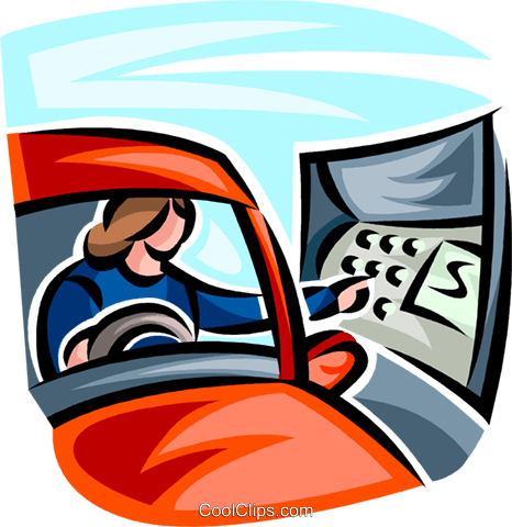Woman Using An Atm Machine Royalty Free Vector Clip - Atm (466x480)