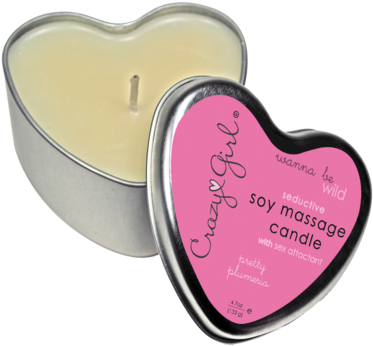 Wanna Be Wild Seductive Soy Massage Candles With Pheromones - Crazy Girl Soy Massage Heart Candle 4 Oz - Plumeria (600x600)