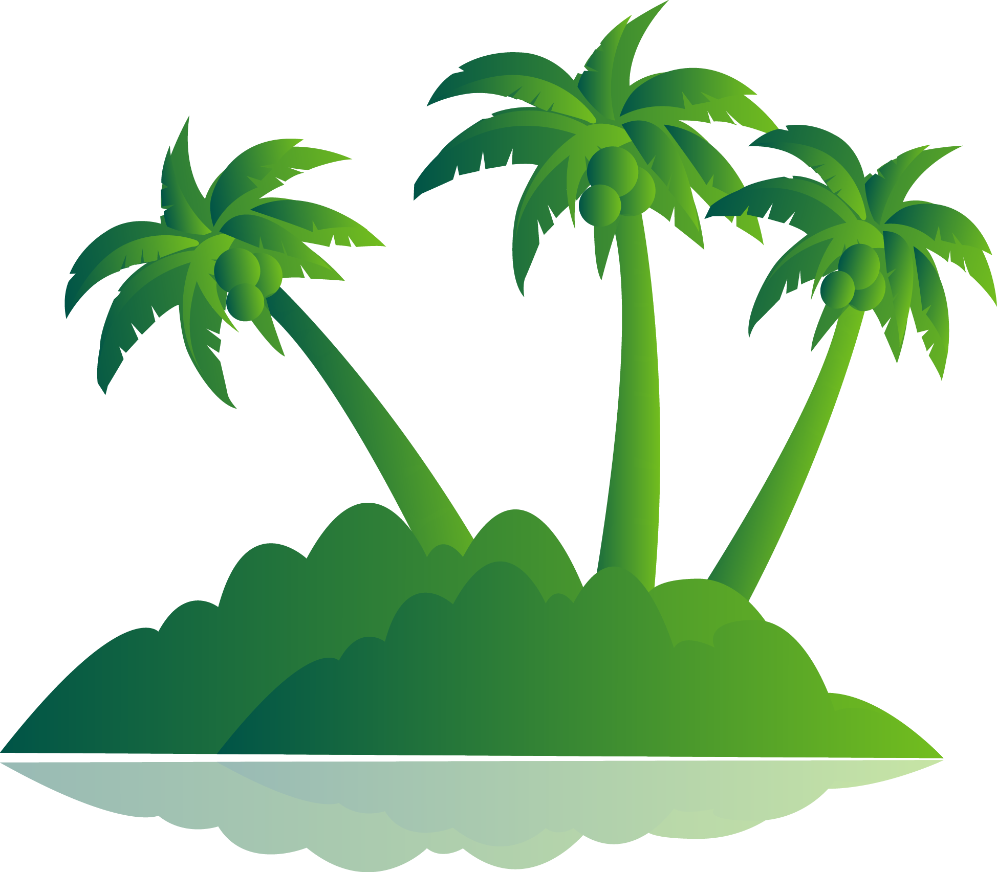 Green Palm Tree Island Vector 1948*1705 Transprent - Palm Trees (1948x1705)