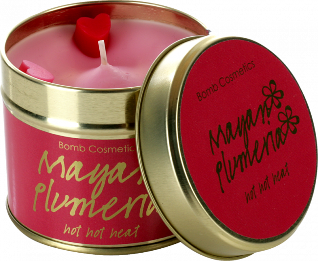 Mayan Plumeria - Bomb Cosmetics Scented Candle Tin, Mayan Plumeria (650x533)