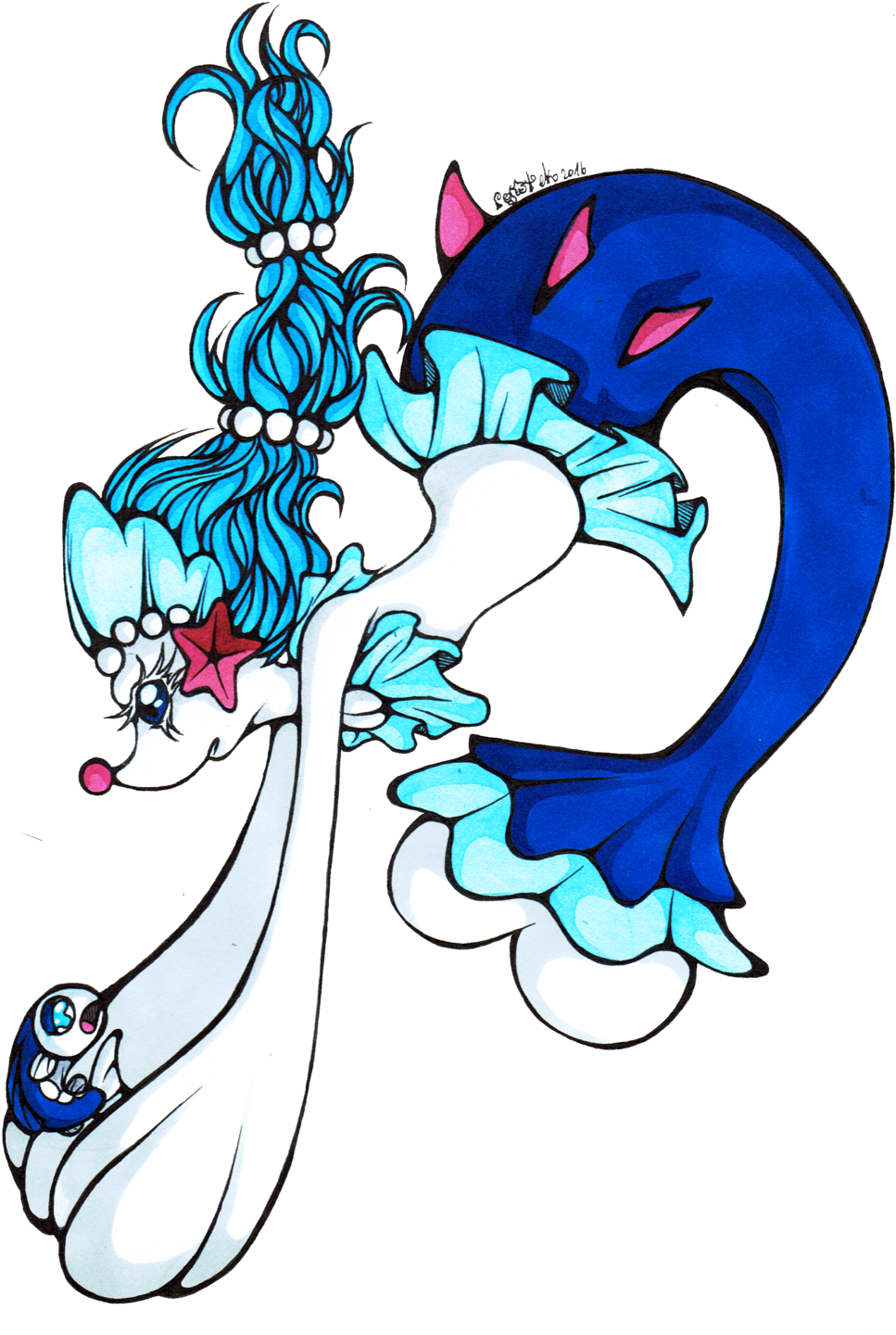 Deep Sea Waifu By Franken-fish - Drawing (1024x1470)