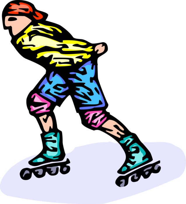 Vector Illustration Of Rollerblader Rollerblading On - Clip Art (638x700)