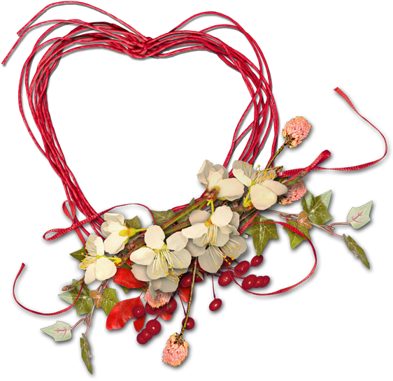 Flower Frame,กรอบรูปดอกไม้สวยๆ ชุดที่2 เชือกสีแดงหลายๆเส้น - Bordure Fleurs Et Coeurs (600x600)
