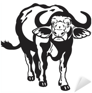 African Buffalo Clipart Black And White (400x400)