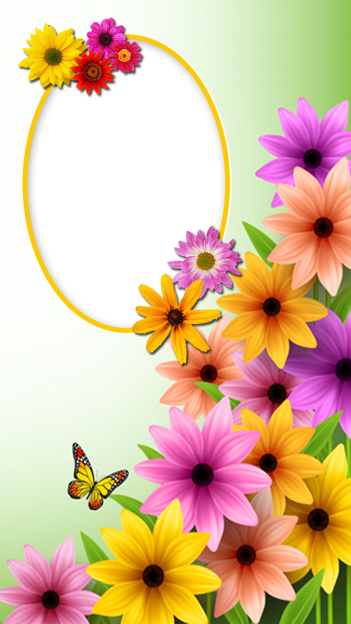 Frame With Spring Flowers And Butterfly - Good Morning Beautiful Mom (720x1280)