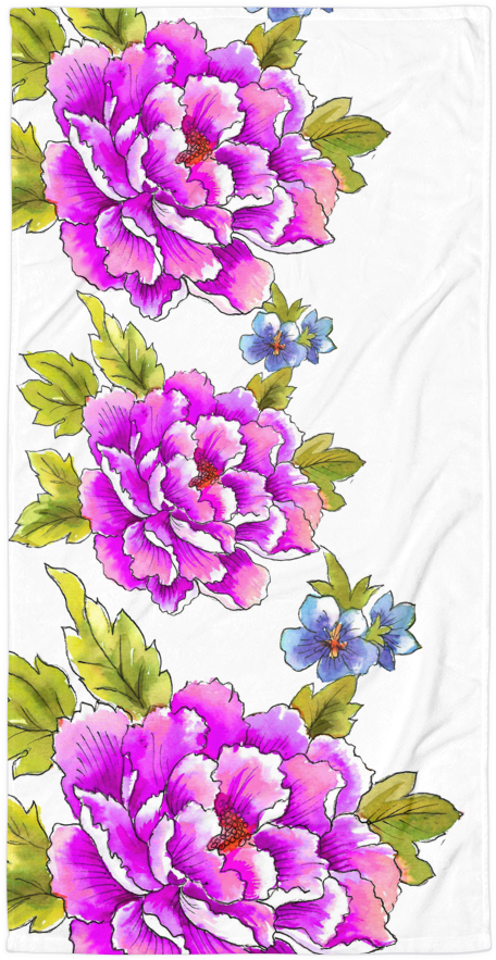 Peony & Pansy Pattern Towel - Artificial Flower (1000x1000)