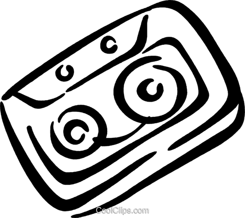 Cassette Tape Royalty Free Vector Clip Art Illustration - Line Art (480x427)