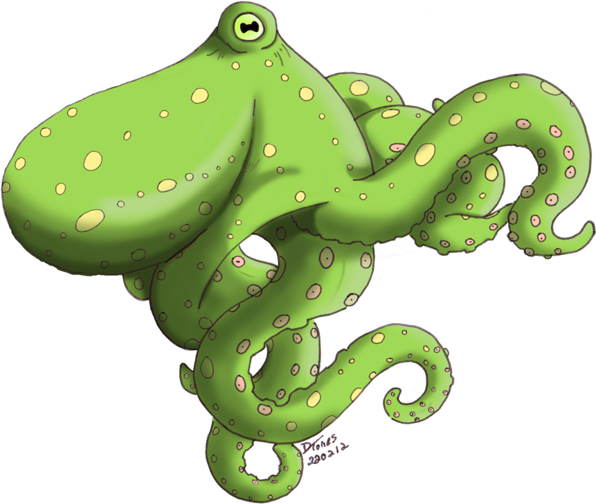 Green Octopus By Towers-aki - Green Octopus (900x756)