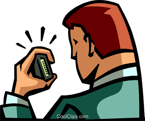 Businessman Looking At His Pager Royalty Free Vector - Pagers Clipart (480x400)