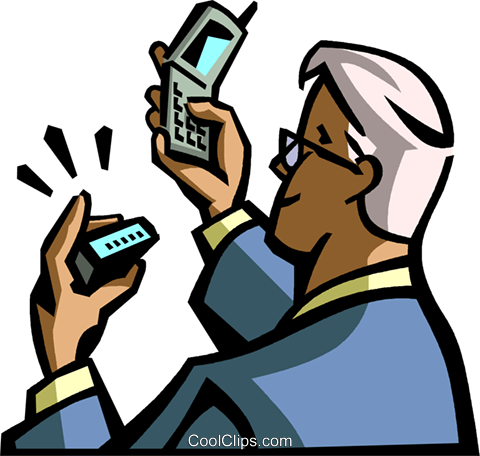 Man With Pager Making Royalty Free Vector Clip Art - Checking Phone Clip Art (480x456)
