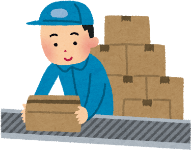 宅配便の仕分け - 軽 作業 イラスト (399x400)