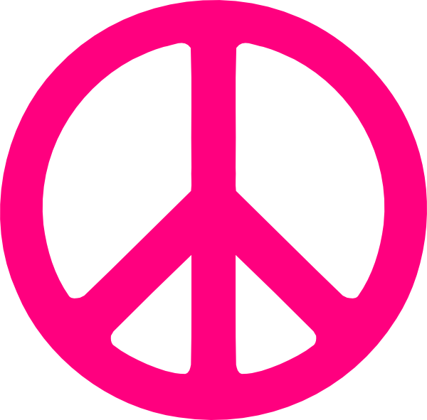 Hot Pink Peace Sign Clip Art At Clker - Pink Peace Sign Clip Art (600x591)