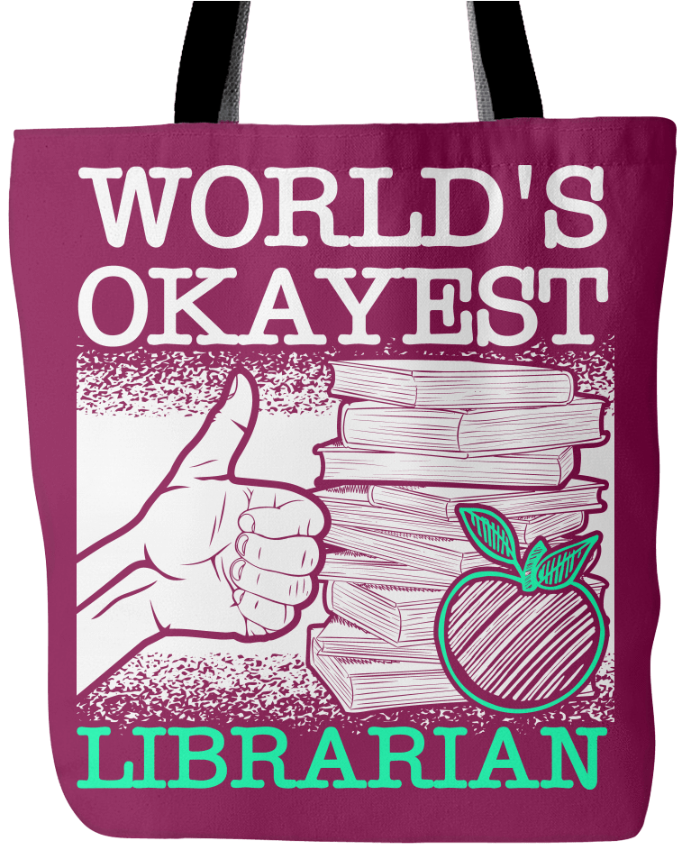 World's Okayest Librarian Tote Bag - White Train - Hardcover (1024x1024)