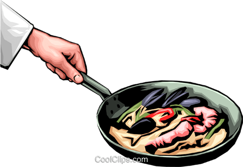 Cooking Shrimp Royalty Free Vector Clip Art Illustration - Sauté Pan (480x329)