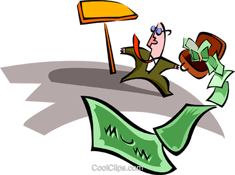 Briefcase Dumping Money With Man Royalty Free Vector - Cartoon (480x358)