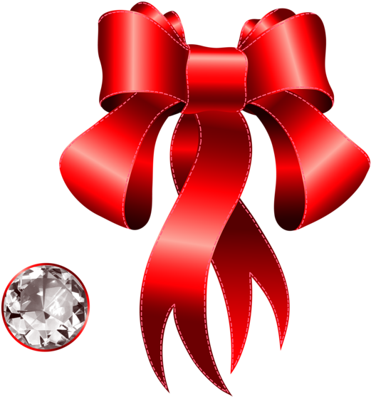 Red Decorative Bow With Diamond Png Clipart - Bow With Diamond Art (2921x3126)