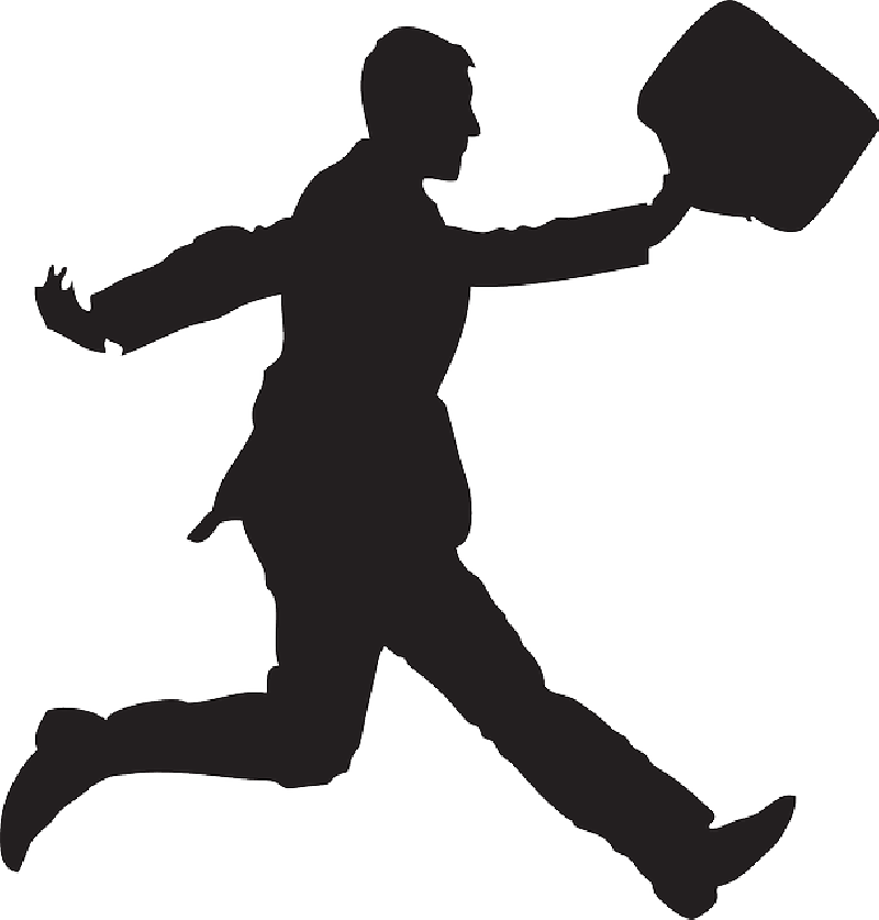 Cliparts Of Businessman Briefcase - Happy Business Man Silhouette (800x837)