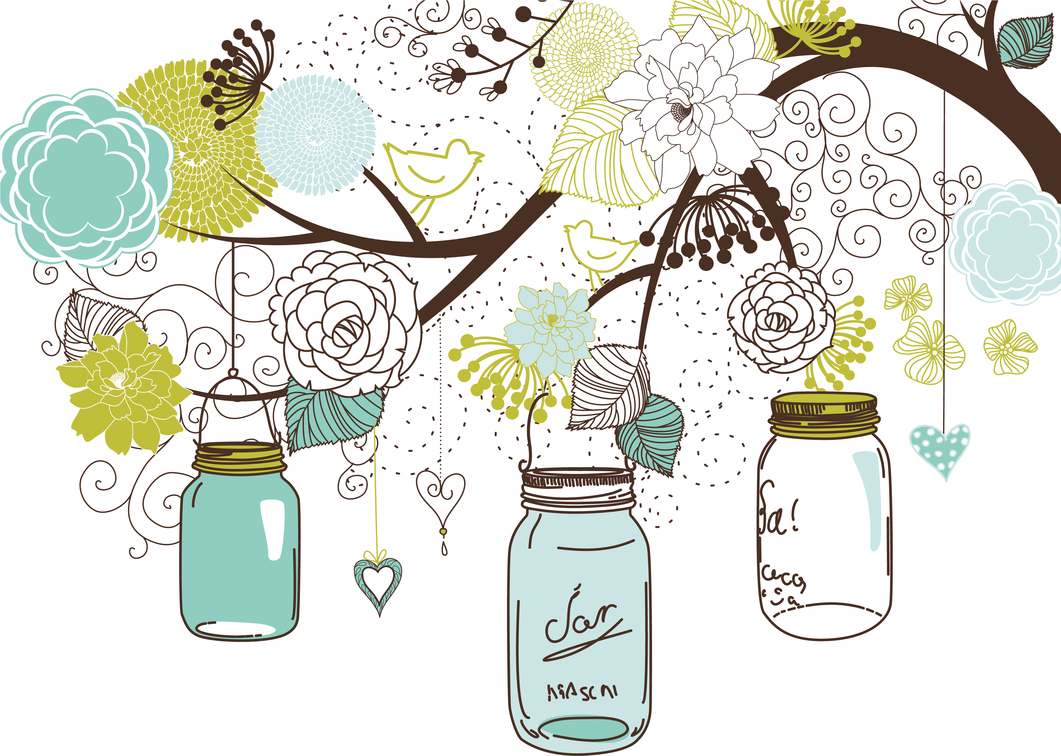 Baby Shower Invites Background Help The Bump - Hanging Mason Jar Clipart (3600x3600)